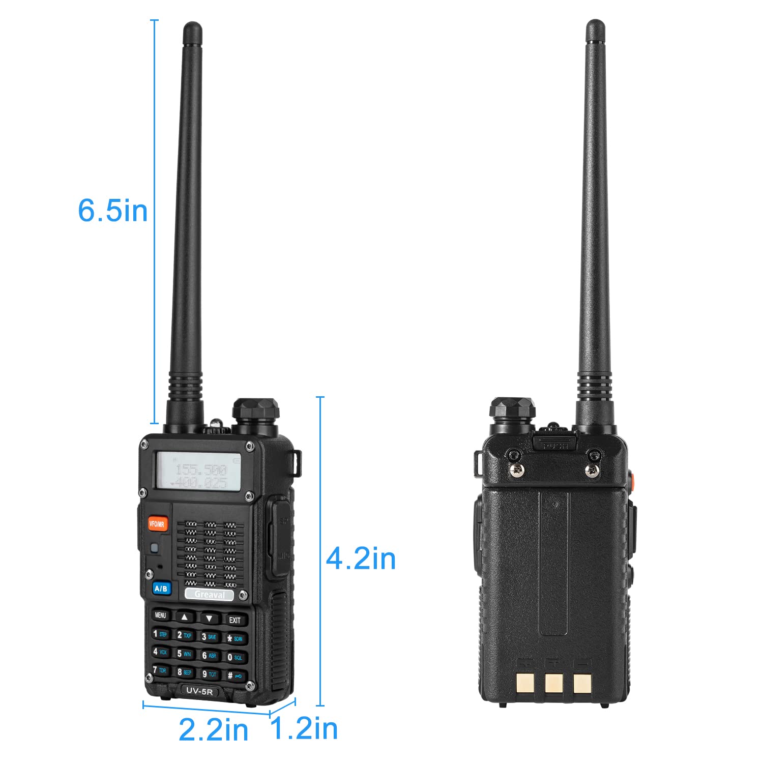 Ham Radio Walkie Talkie (Uv 5R) Uhf Vhf Dual Band 2 Way Radio With Rechargeable Li Ion Battery Handheld Walkie Talkies Complete Set With Earpiece And Programming Cable (2 Pack)