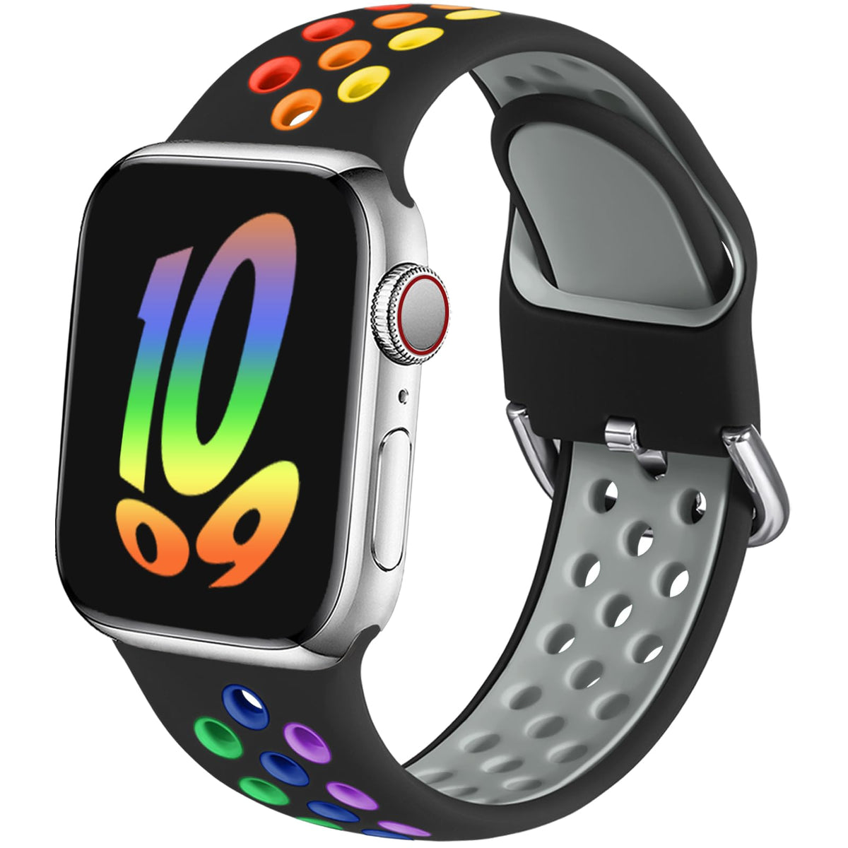 Sport Band Compatible With Apple Watch 38Mm 40Mm 41Mm 42Mm 44Mm 45Mm 46Mm 49Mm For Women Men, Breathable Soft Silicone Replaceme