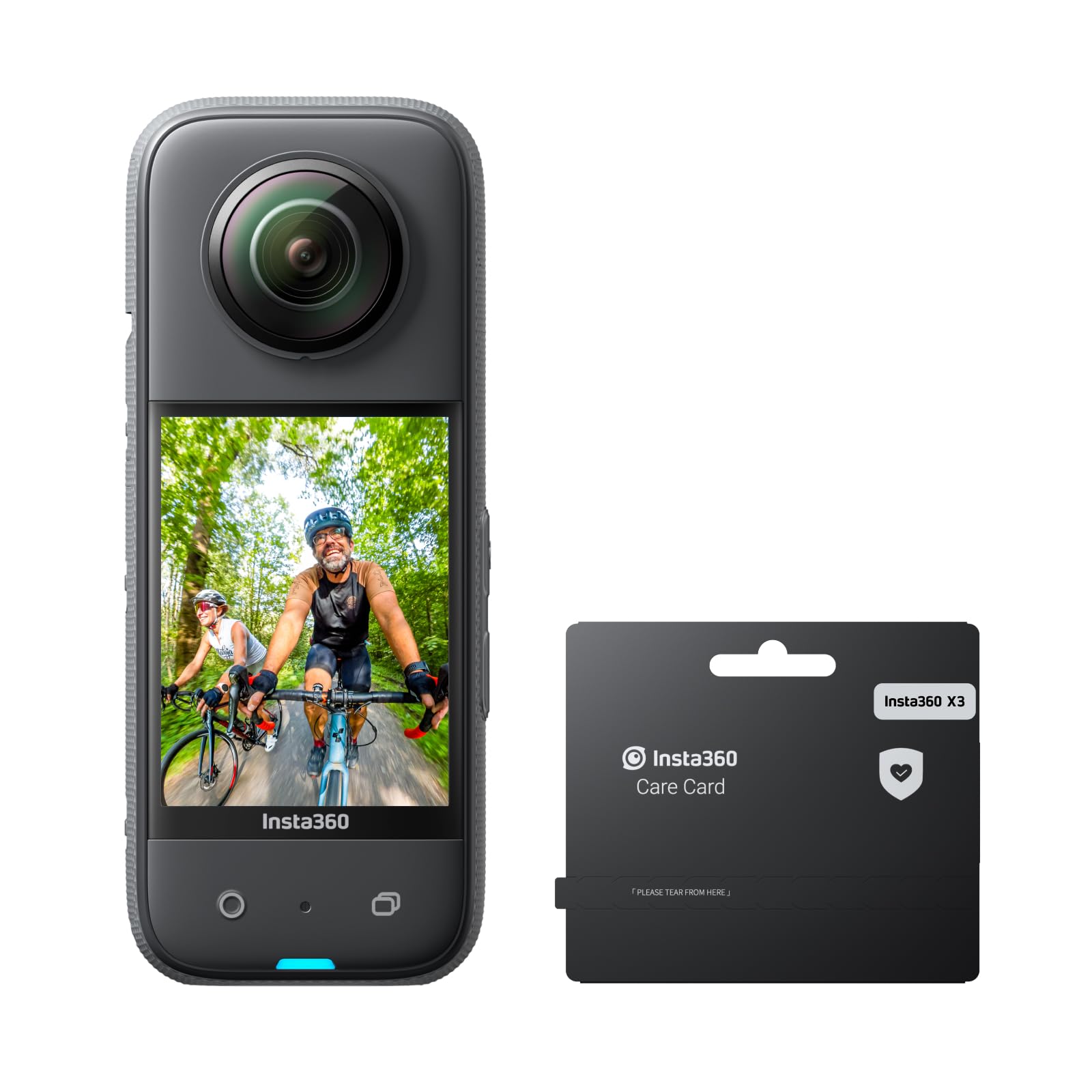 Insta360 X3 Care Card Kit - Waterproof 360 Action Camera with 1/2 48MP Sensors, 5.7K 360 Active HDR Video, 72MP 360 Photo, 4K Si