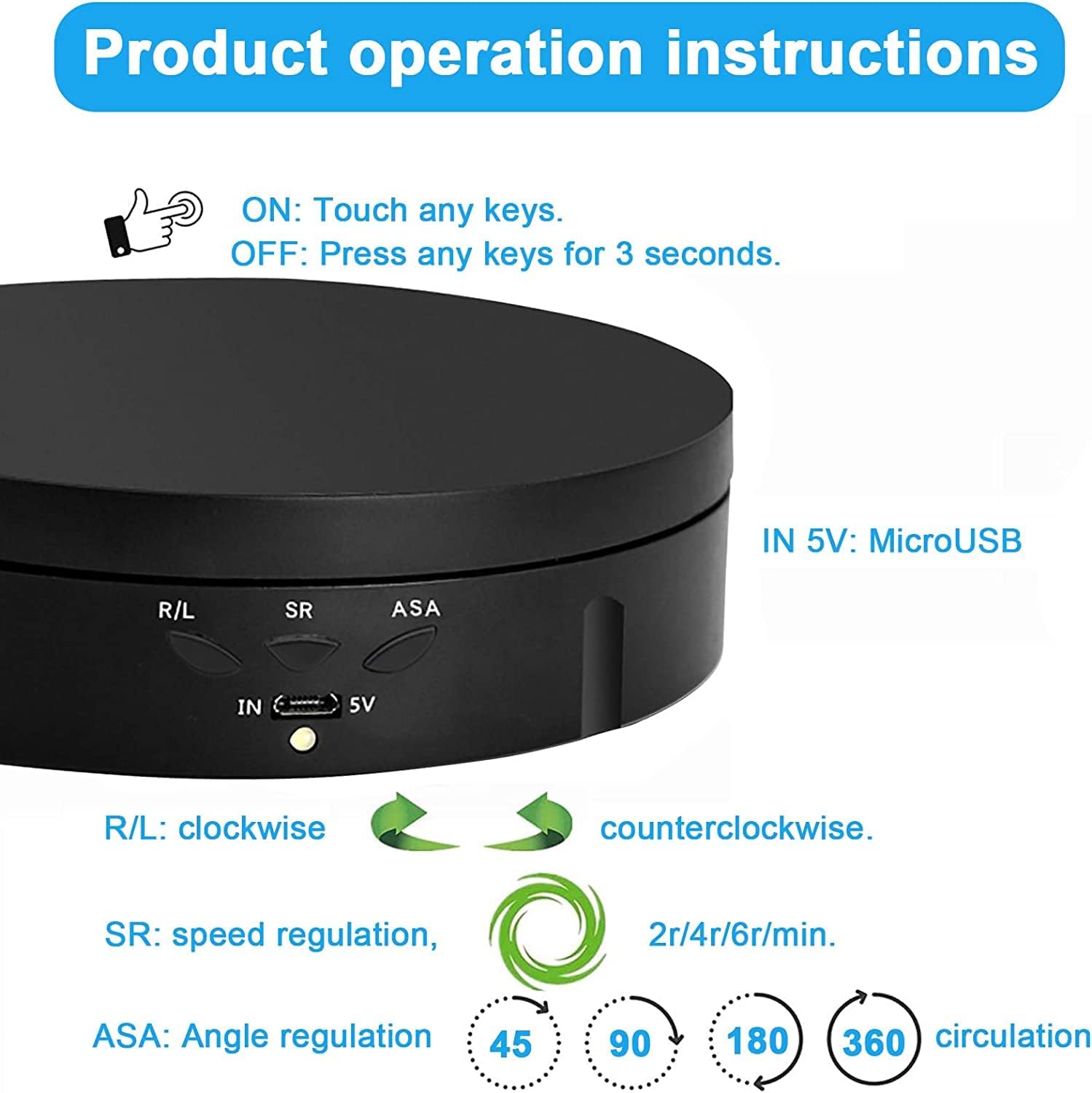 Qinmay 360 Degree Rotating Display Stand, 360 Degree Photography Turntable With Remote Control,5 Pvc Backgrounds,Battery/Usb Pow