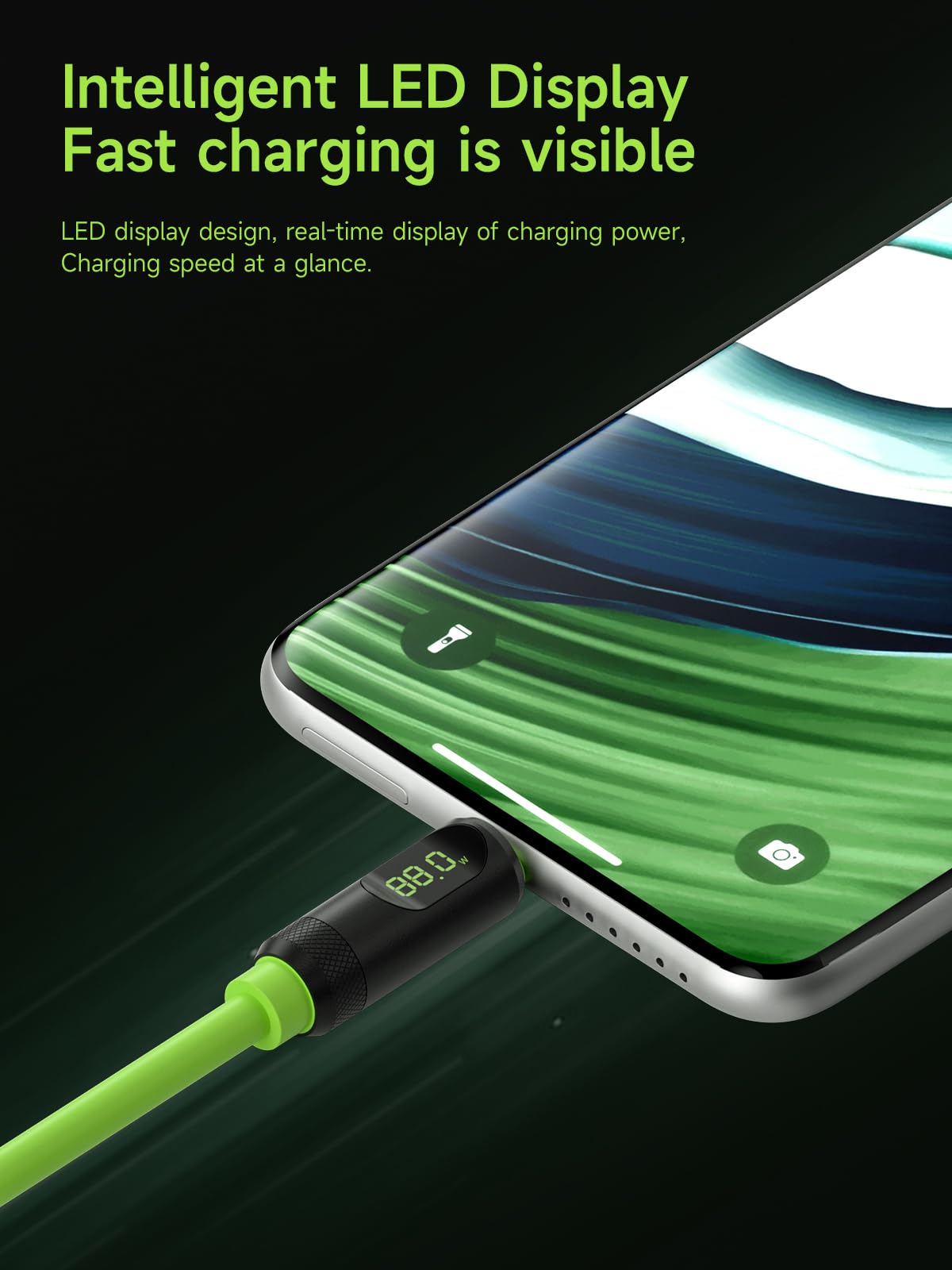 Hagibis Usb 4 Cable, Led Display Usb C 240W Fast Charging Cable With 8K@60Hz 40Gbps Data Transfer Thunderbolt 4/3 Video Cord For Iphone 16 15 Pro Max, Ipad, Macbook Pro Air (Braided, Green, 3.3Ft)