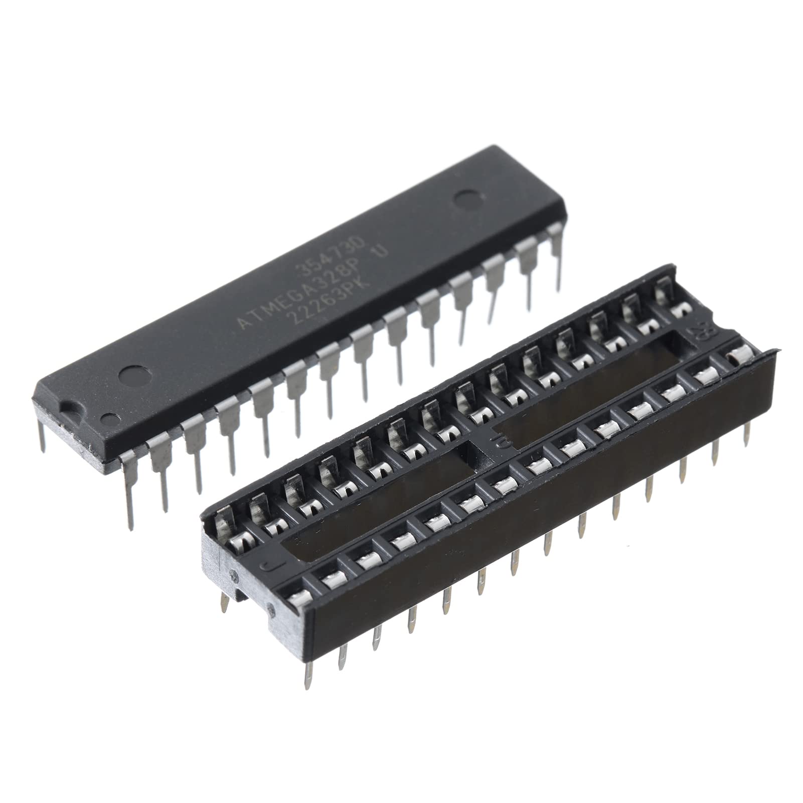 Bridgold 1Pcs Atmega328P Pu(Includes 28P Ic Base) 8 Bit Microcontroller,4/8/16/32K Bytes In System Programmable Flash,Dip 28.