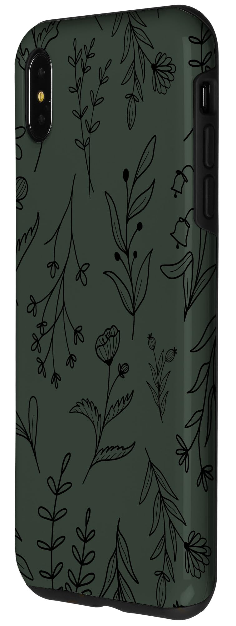 Iphone Xs Max Dark Green Wildflower Floral Flower Pattern Case