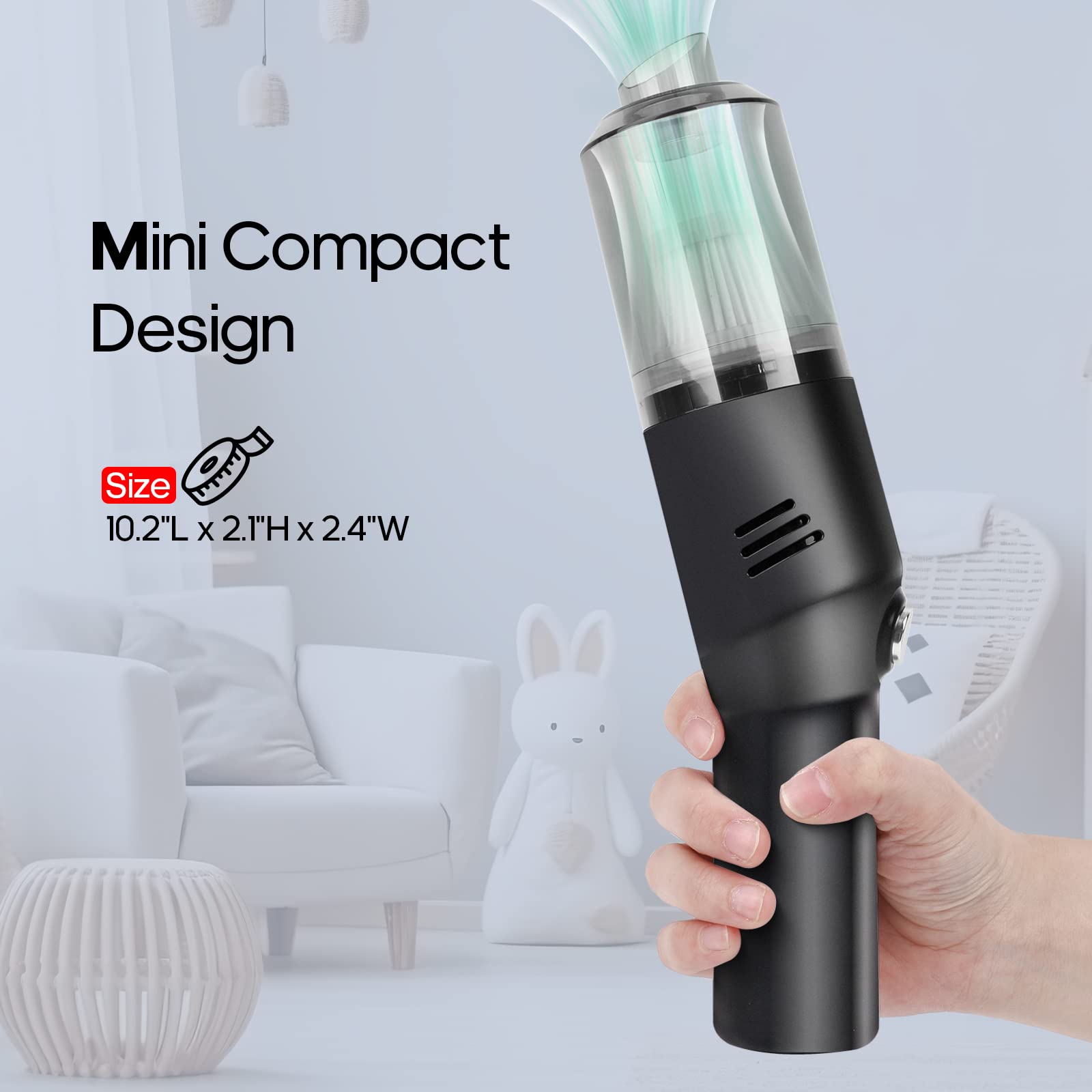 Auloea Portable Mini Car Vacuum Cleaner, High Power Cordless(400G) Handheld Rechargeable Vacuum Cleaner For Desk V06