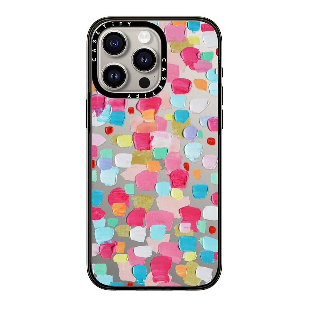 Casetify Compact Case For Iphone 15 Pro Max [2X Military Grade Drop Tested / 4Ft Drop Protection]   Magenta Confetti   Clear Bla