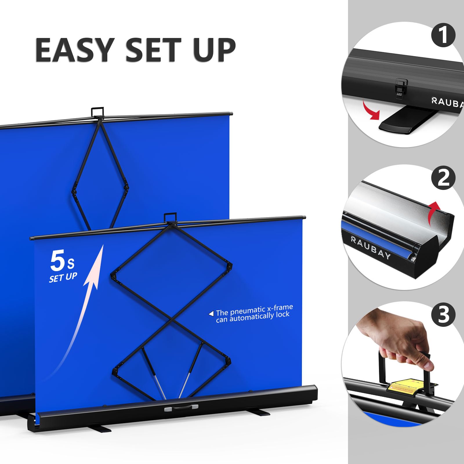 ?Wider Style? Raubay 78.7 X 78.7In Large Collapsible Blue Screen Backdrop Portable Retractable Chroma Key Panel Photo Background