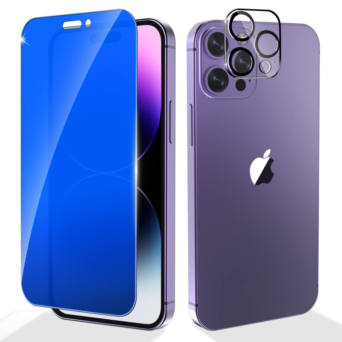Fotbor Anti Blue Light Privacy Matte Screen Protector For Iphone 14 Pro With Camera Lens Protector, Blue Light Blocking Eye Prot