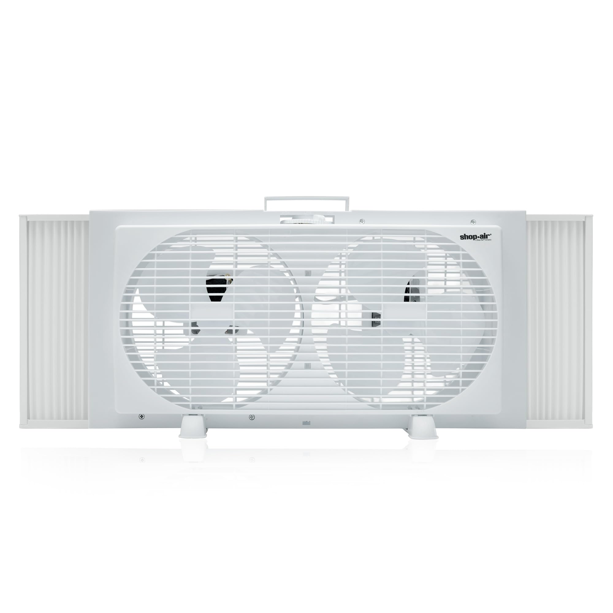Shop-Air 9 Twin Window Fan with Manually Reversible Airflow - 2-Speed Settings, High Airflow 300 CFM, Quiet Cooling, Adjustable