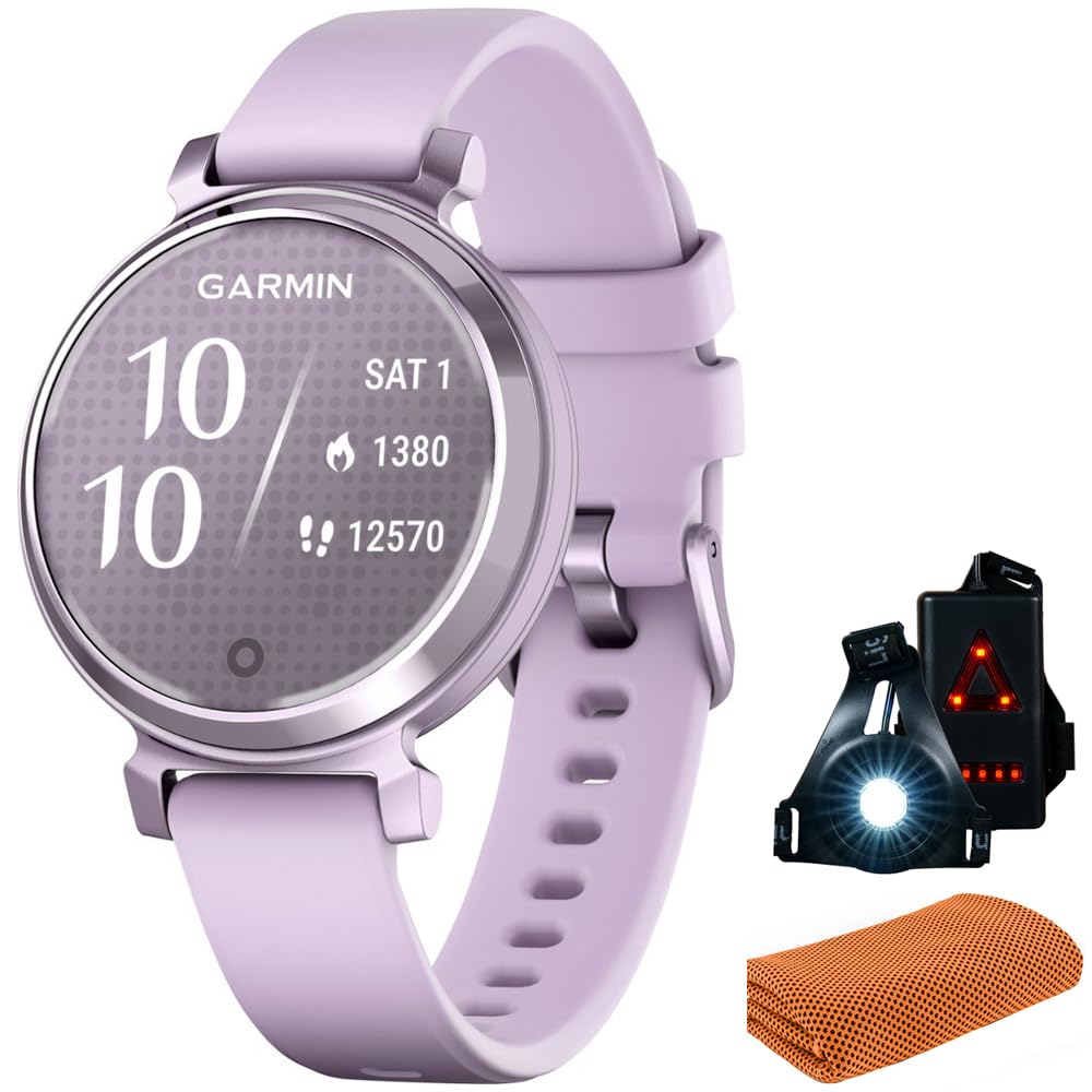 Garmin 010 02839 01 Lily 2 Smartwatch Metallic Lilac With Lilac Silicone Band | Official Usa Partner Model | Bundle With Sport T