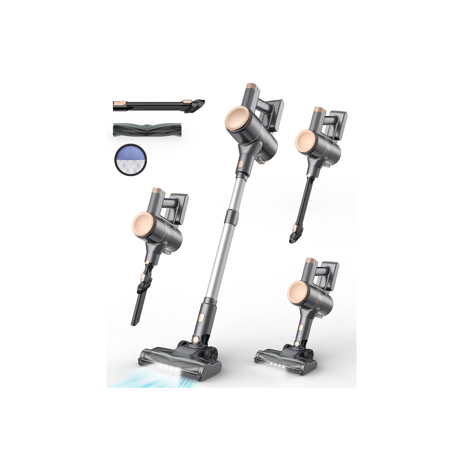 UML0 N8 Cordless Vacuum Cleaner,Lightweight Stick Vacuum with Powerful Suction,2200mAh Battery,40 Mins Runtime,SelfStanding, Re
