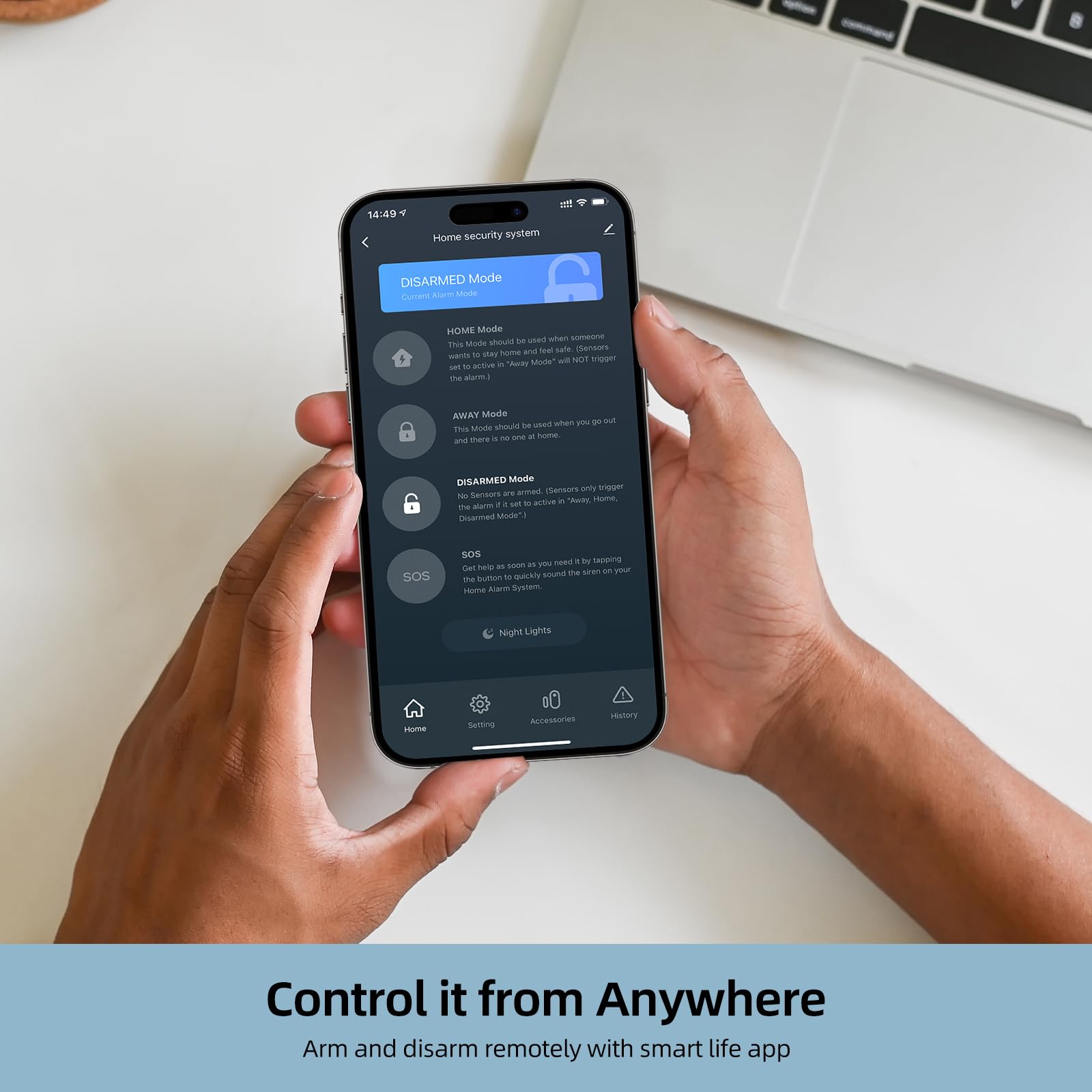 Wifi Alarm System, Smart Home Alarm System Wireless 9 Piece Kit, Diy Alarm System, Door Window Sensor, Motion Sensor, Remote, Ke