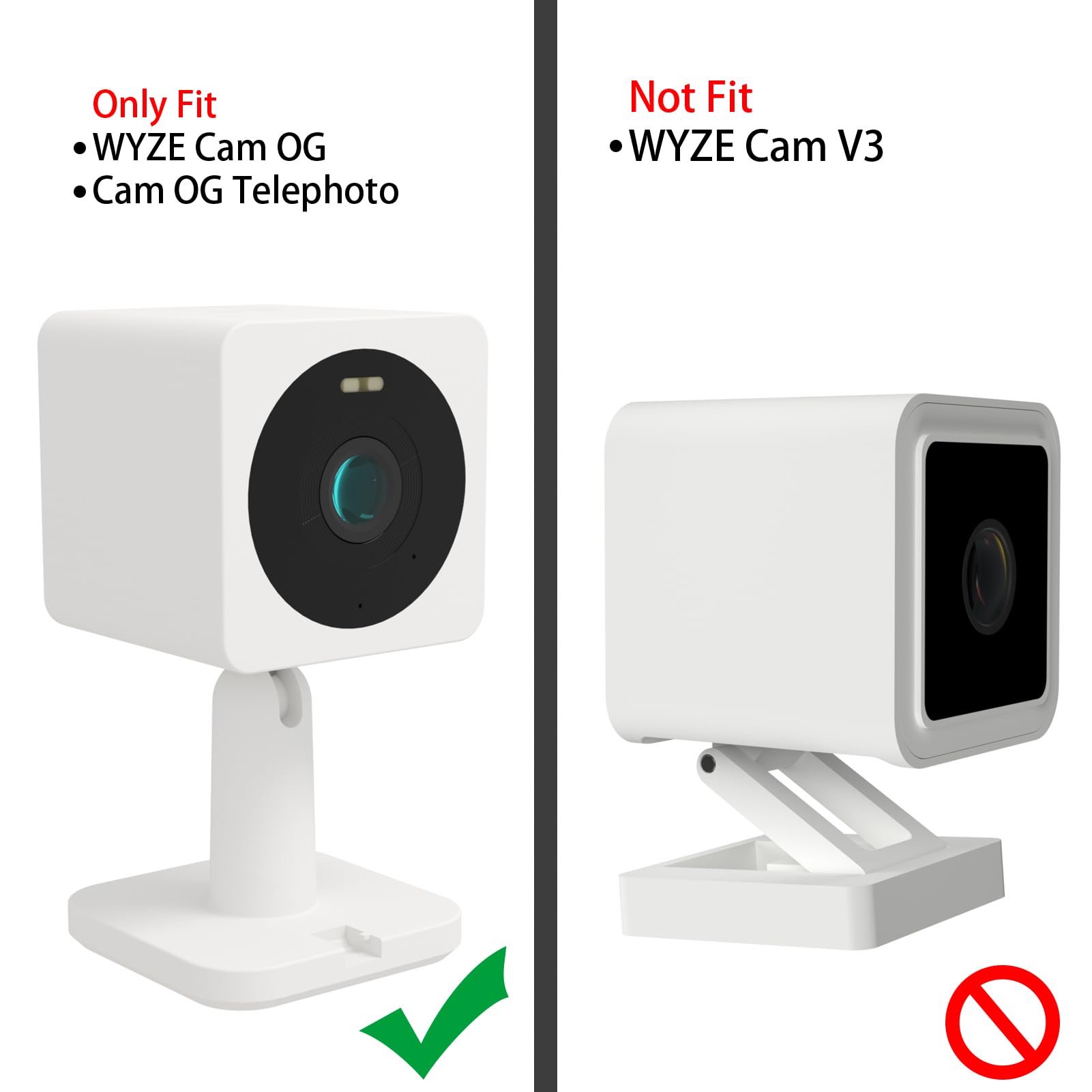 Teccle Portable Electronic Device Mount For Wyze Cam Og, 20 Degrees Tilt, W Ogwm Model, Rectangular, 1 Piece, Not Water Resistant, Abs Material, Wyze Cam Mount, Monitoring On Glass Surfaces