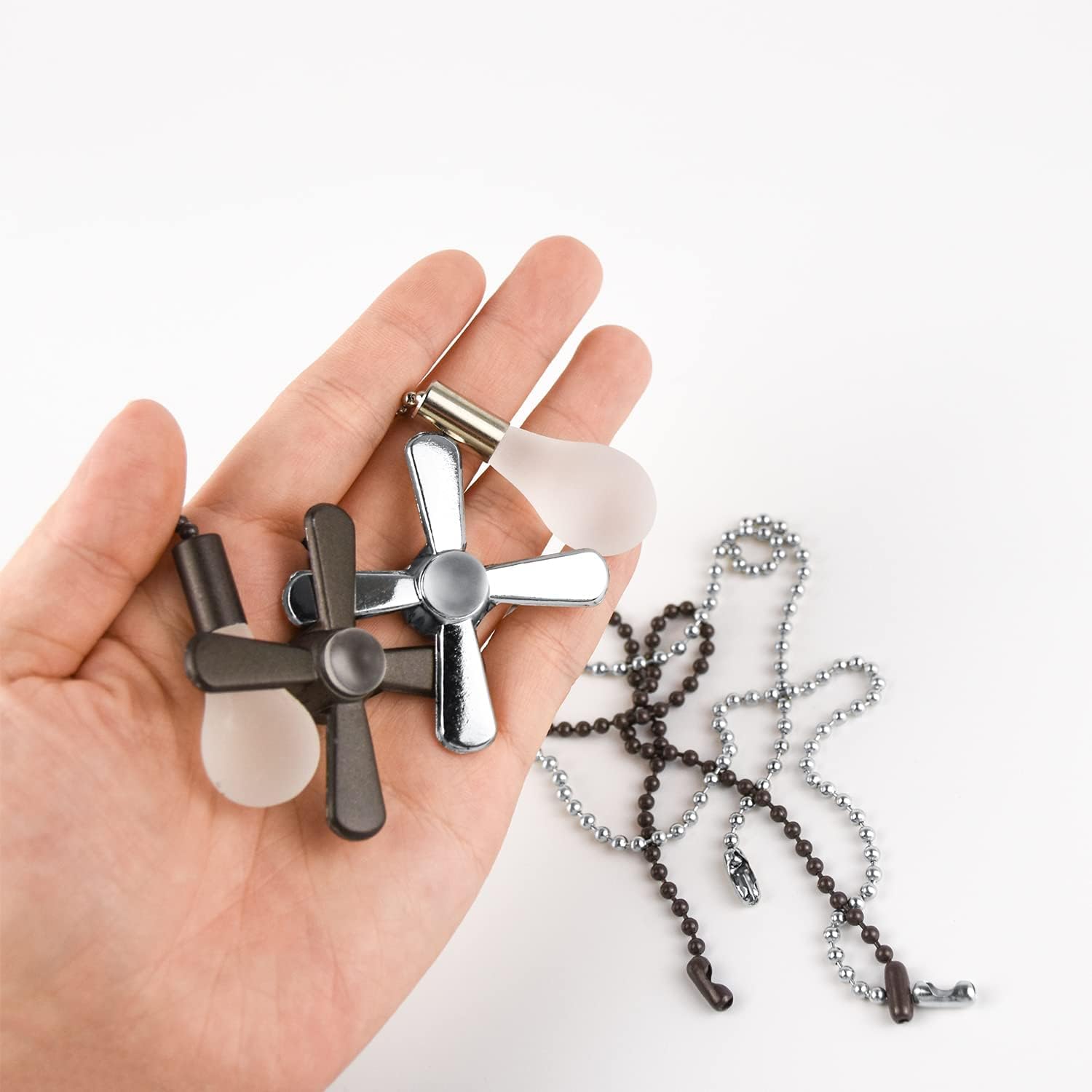 Vinaco Silver Ceiling Fan Pull Chain Set, Decorative Fan Pull Chain Extension With Pendant, 13.6 Inches Pull Chains For Fan And