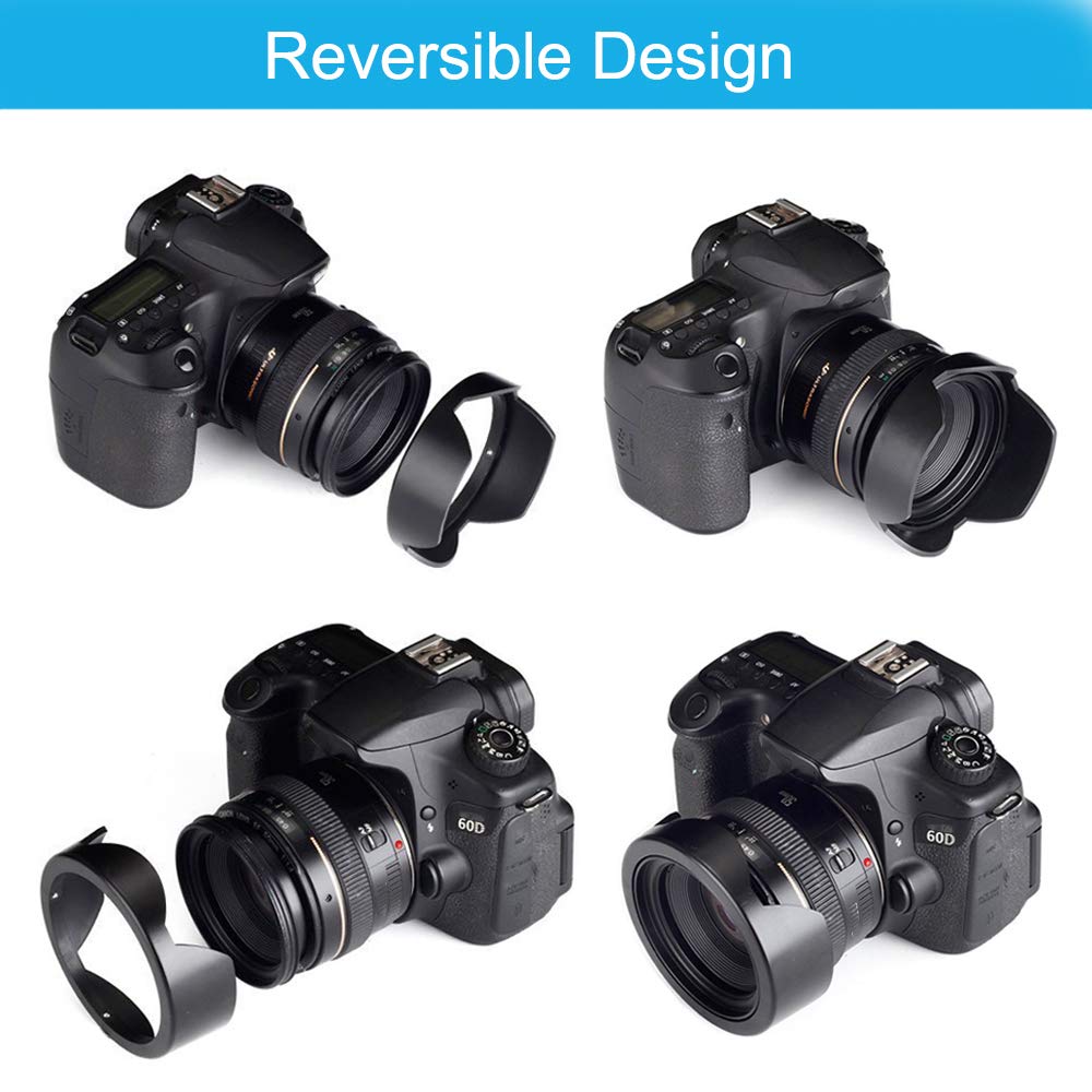 Veatree 72Mm Lens Hood Set, Collapsible Rubber Lens Hood With Filter Thread + Reversible Tulip Flower Lens Hood + Center Pinch L