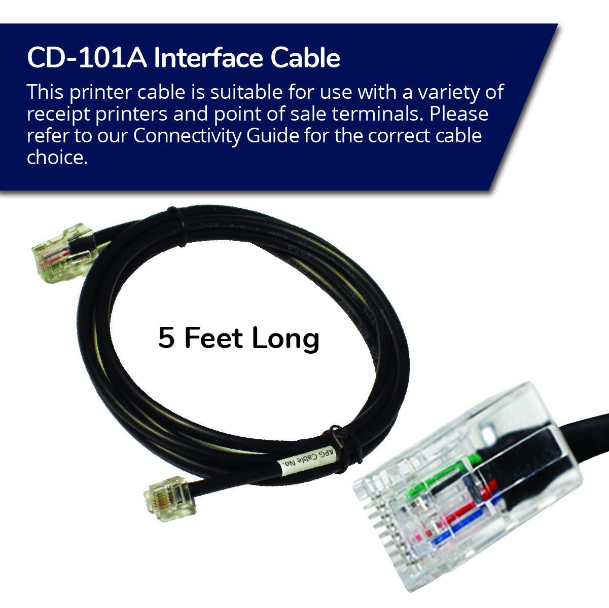 Apg Printer Interface Cable | Cd 101A | Cable For Cash Drawer To Printer Connection | 1 X Rj 12 Male   1 X Rj 45 Male | Connects To Epson And Star Printers