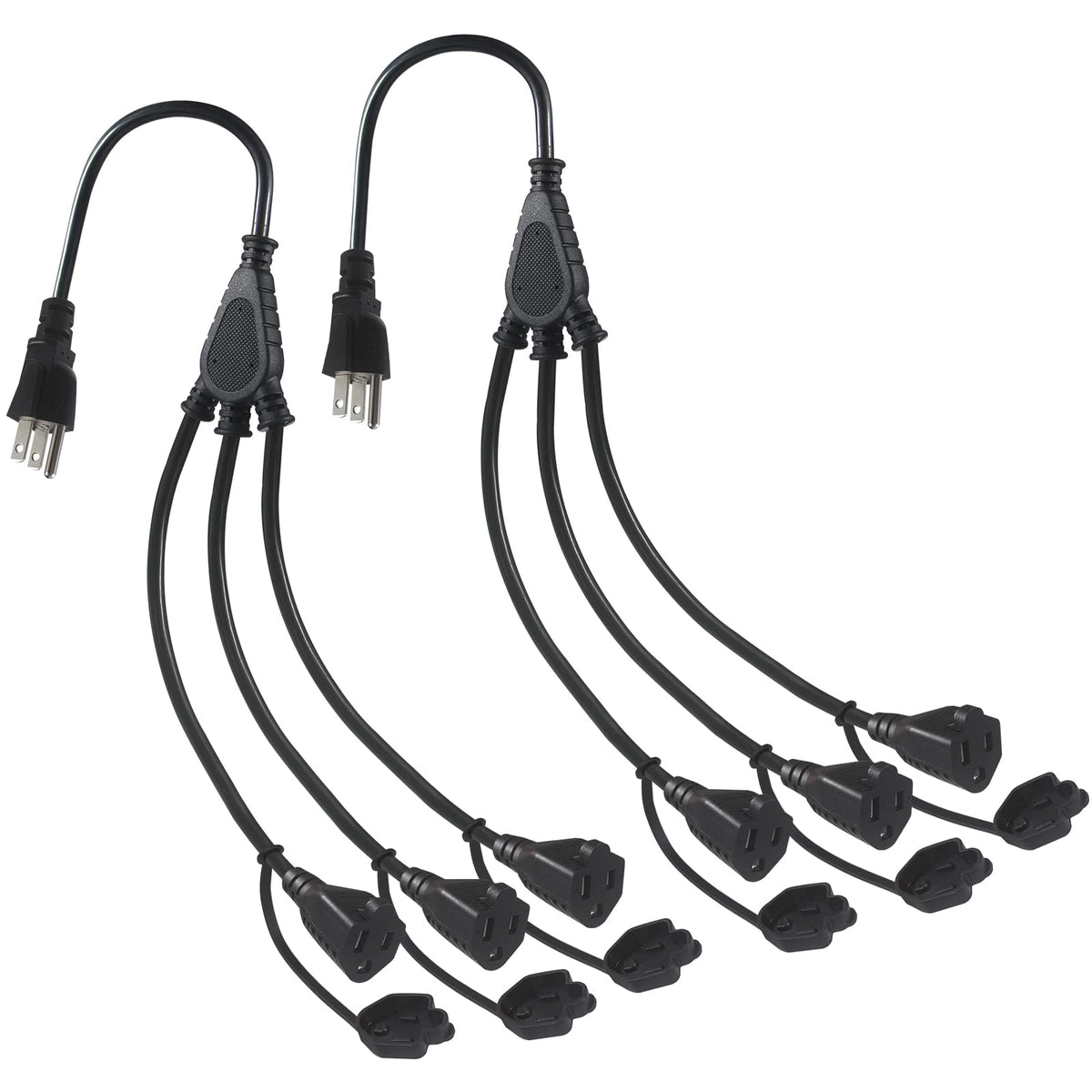 Kuncan 3 Outlet Power Splitter Cord, 1 To 3 Way Outlet Indoor & Outdoor Use Weatherproof Sjtw 16Awg 3 Prong Grounded Extension C
