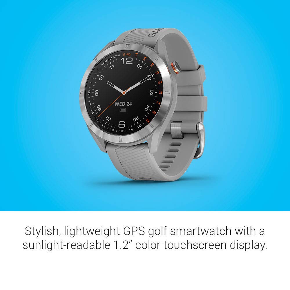 Garmin Approach S40, Stylish Gps Golf Smartwatch, Lightweight With Touchscreen Display, Gray/Stainless Steel
