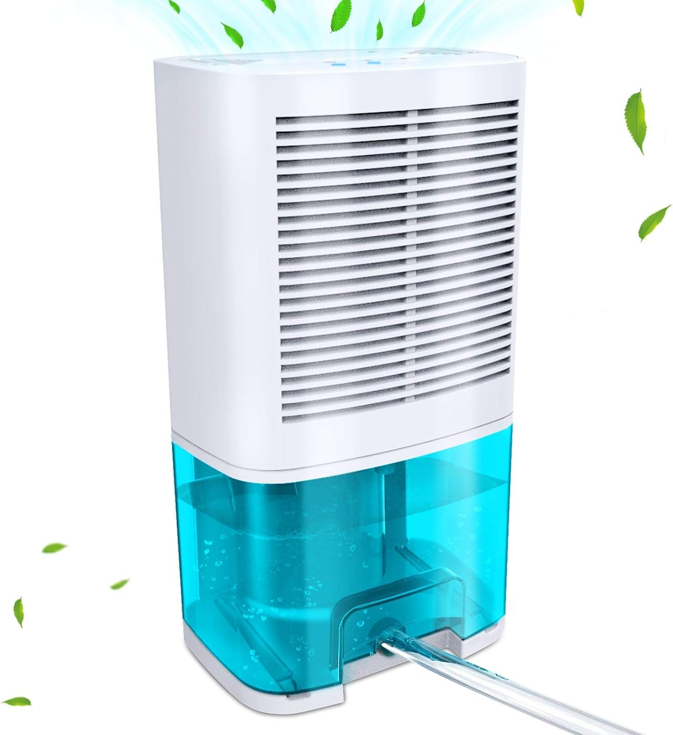 Levoair Dehumidifier 68Oz(2000Ml) Small Dehumidifier With Drain Hose For Up To 650 Sq.Ft Ultra Quiet Mini Portable Air Dehumidif