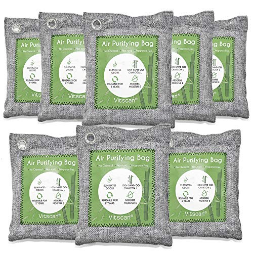 6 Pack Bamboo Charcoal Air Purifying Bag, Activated Charcoal Bags Odor Absorber, Moisture Absorber, Natural Car Air Freshener, S