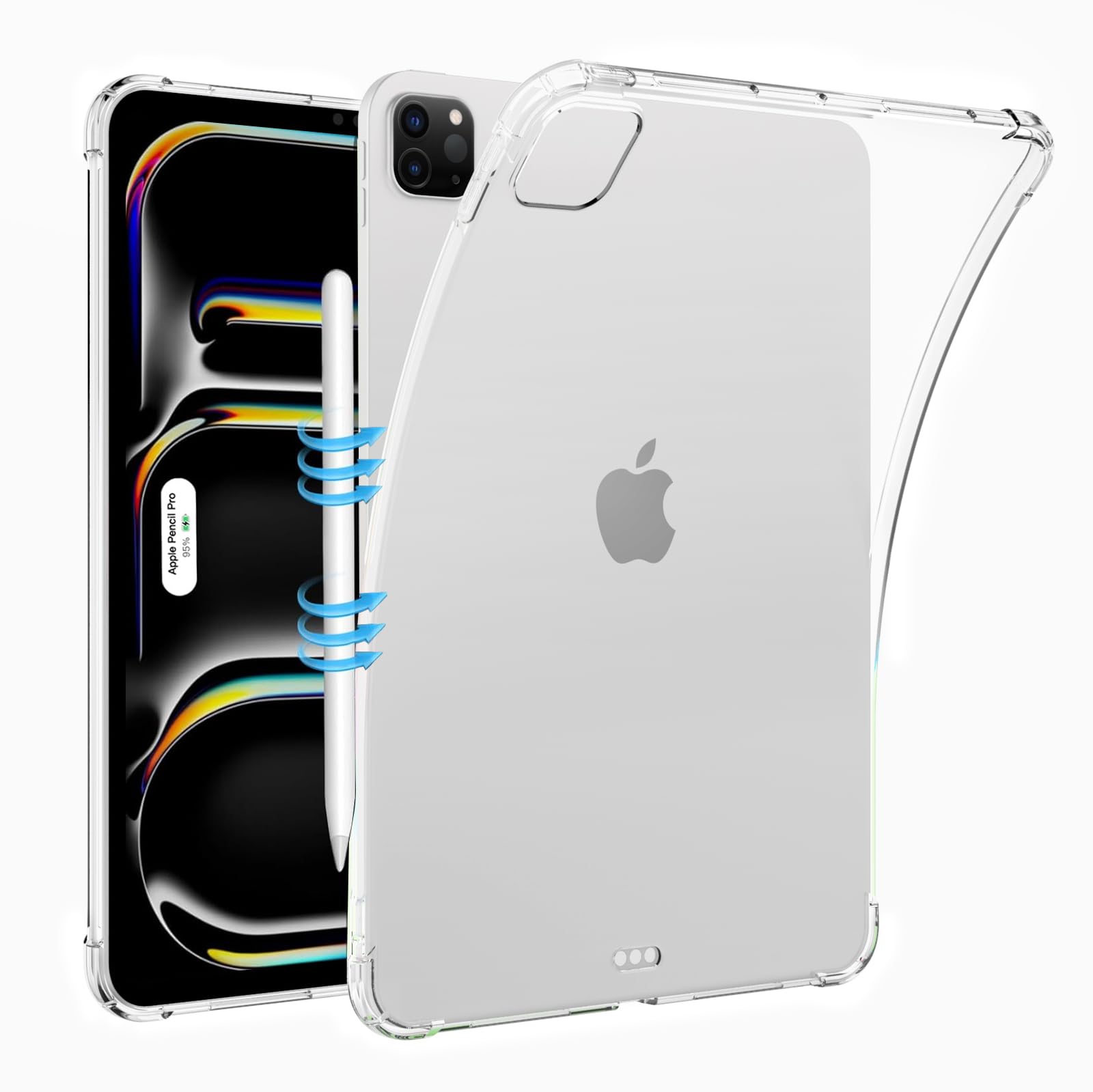 Aircawin For Ipad Pro 13 Inch Case Clear M4 2024,Clear Case For Ipad Pro 13 Inch 5Th Generation,Supports Apple Pencil 2Nd/ Penci