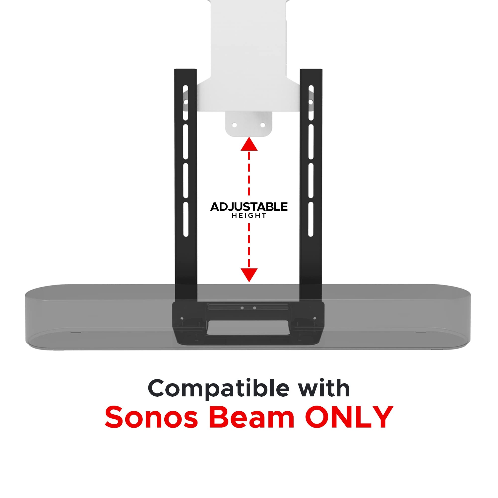 Soundbass Beam Tv Mount, Compatible With Generation 1 & 2 Sonos Beam Mounting Bracket For Tv, Black, Full Hardware Kit Included,