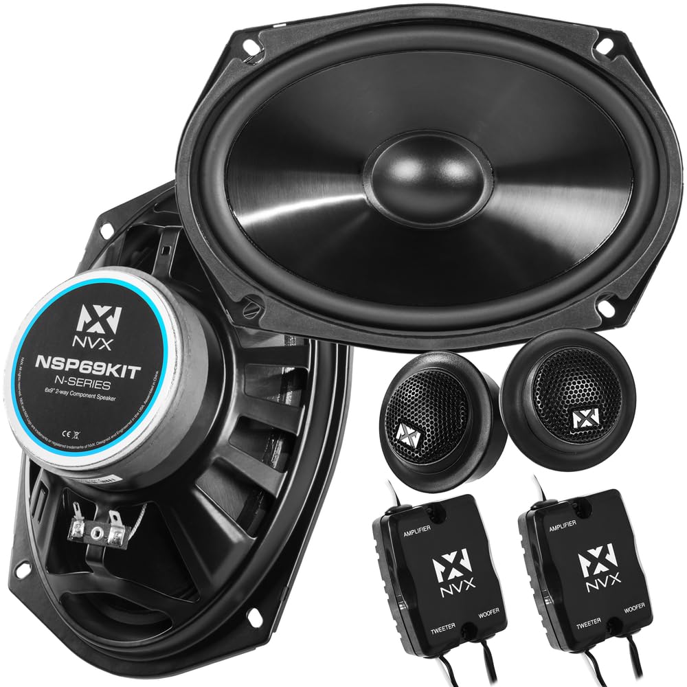 NVX NSP69KIT 6x9 Car Speakers, 920 Max, 320W RMS, 2Way Component System w/Silk Dome Tweeters & Passive XOvers, Easy to Install
