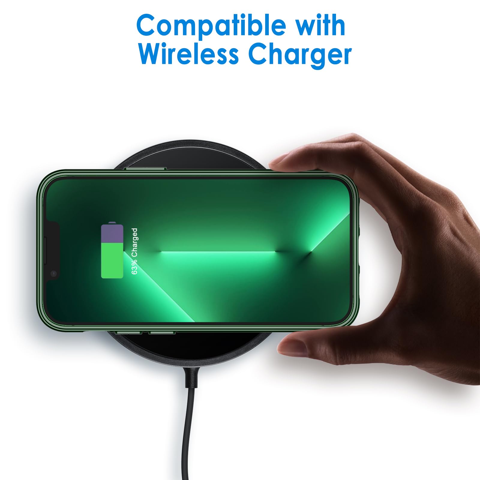 Jetech Case For Iphone 13 Pro 6.1-Inch, Non-Yellowing Shockproof Phone Bumper Cover, Anti-Scratch Clear Back (Alpine Green)