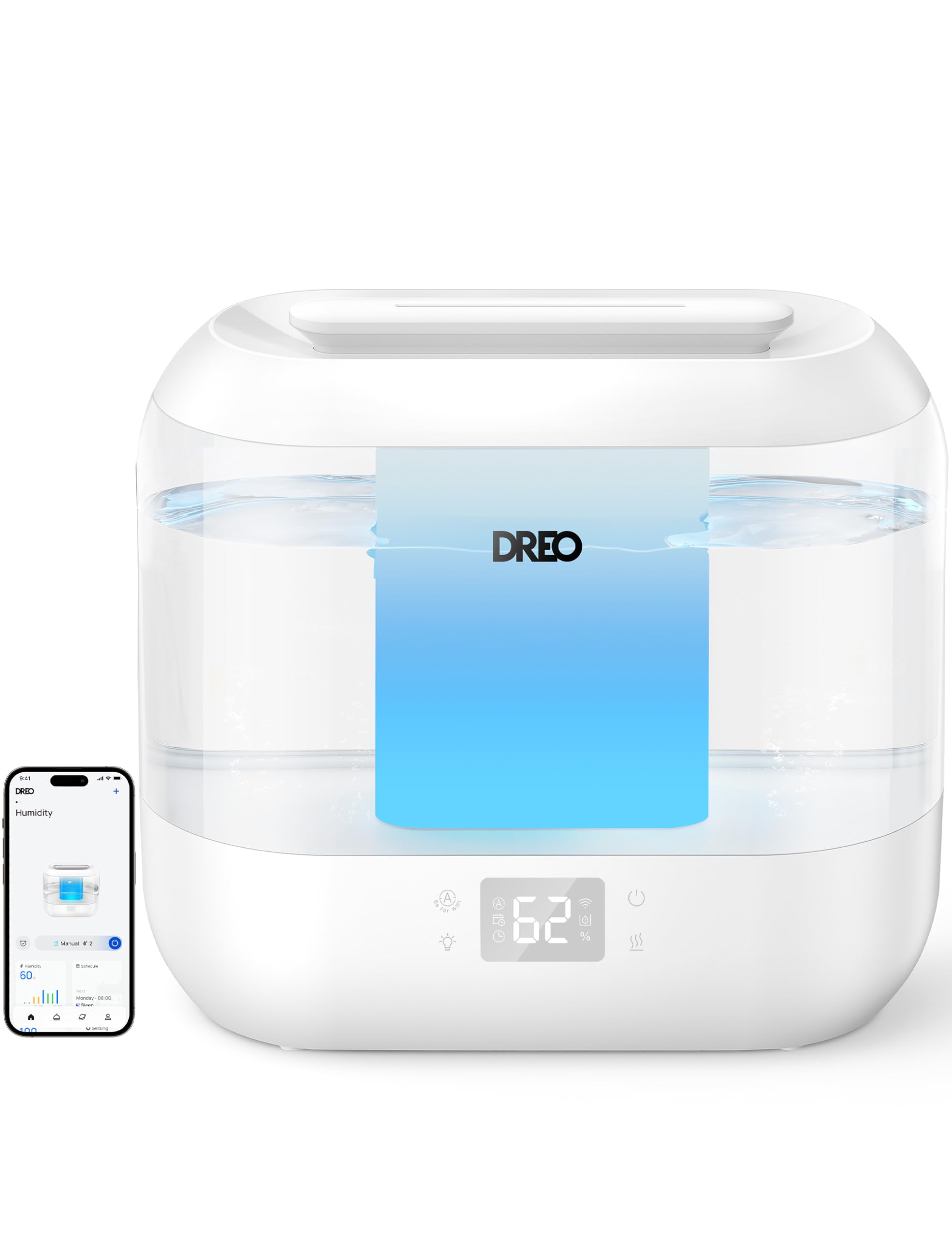 Dreo Smart Humidifier, Cool Mist Humidifiers For Bedroom, Quiet 4L Top Fill Ultrasonic Humidifiers For Home Office Plant & Baby