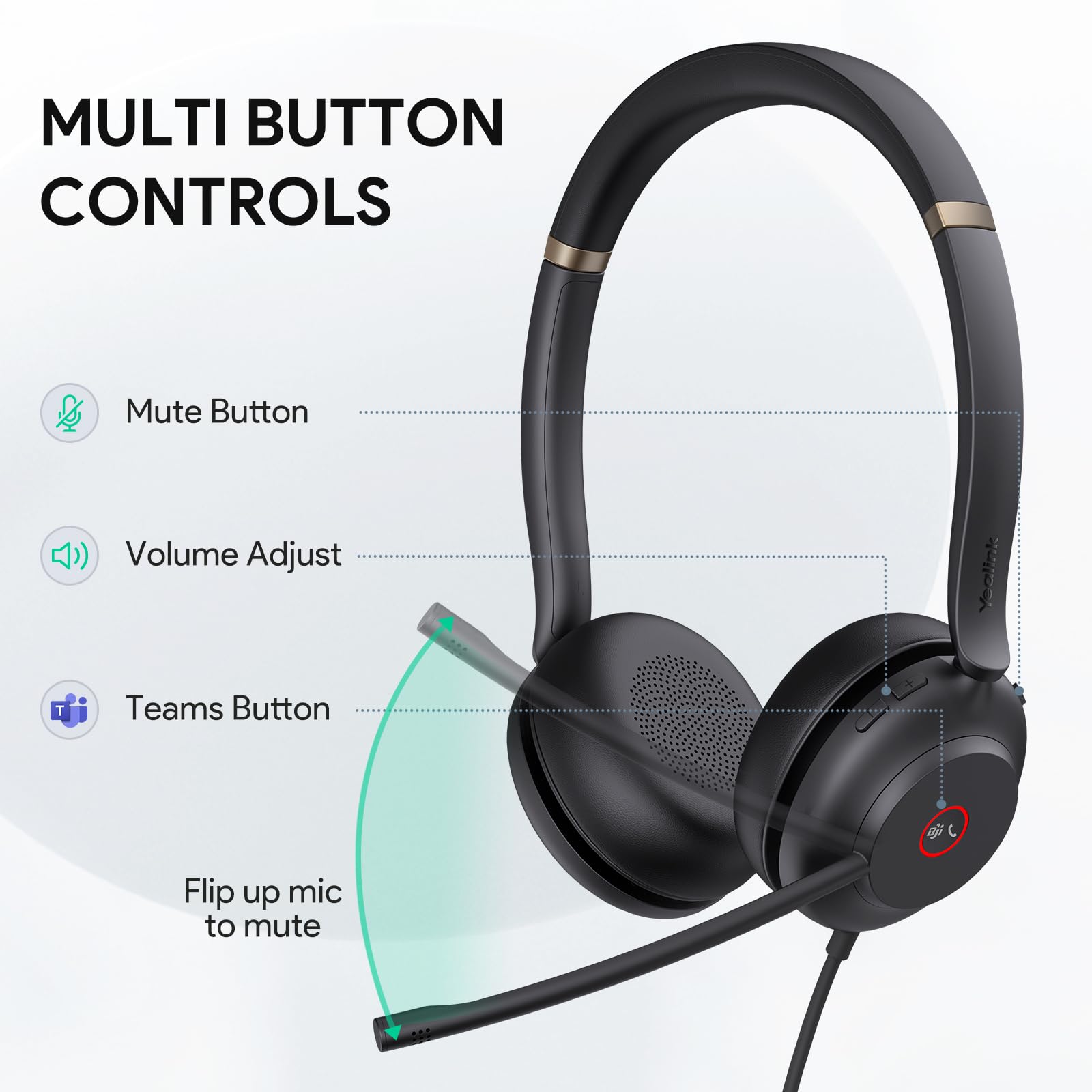 Yealink Usb Wired Mono Headset,Uh37 Computer Headset With Noise Cancelling Microphone,Usb-A & Usb-C Call Center Headset For Team