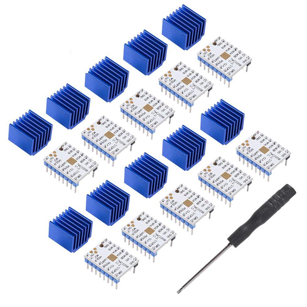10Pcs Tmc2208 3D Printer Stepper Motor Driver,Tmc2208 V1.2 Stepper Driver Module Carrier With Heat Sink Screwdriver For 3D Print