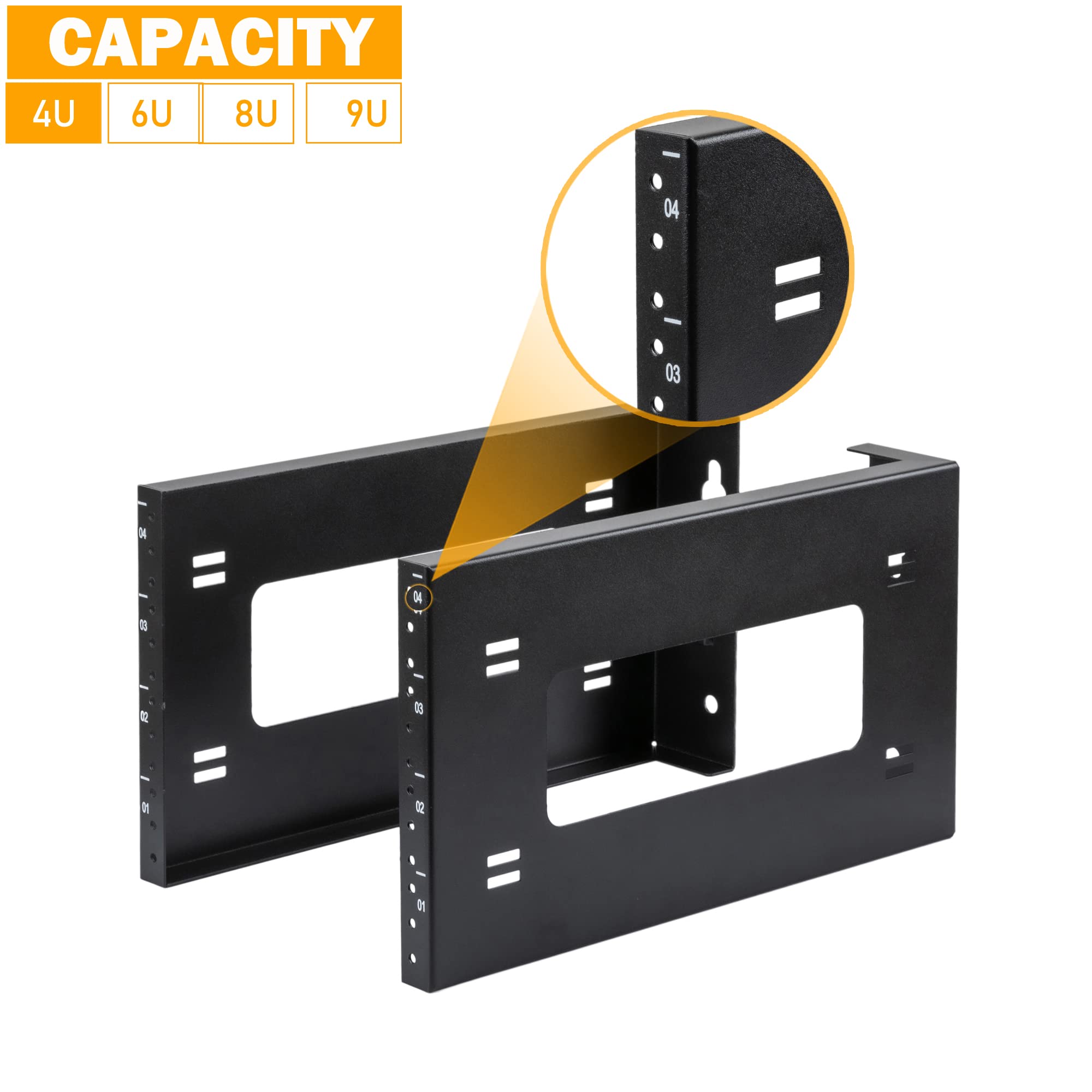 Riveco 4U Open Frame Rack Wall Mount & Desktop Mount, No Assembly Required Server Rack For Network Equipment & Data Av Hifi Ster