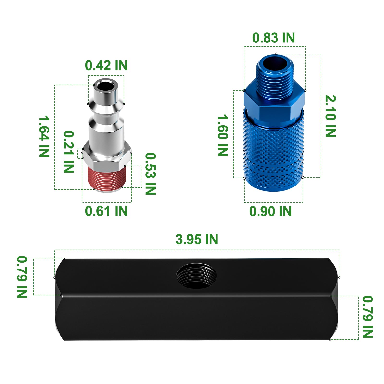Taisher 3 Way Straight Air Manifold 4 Ports Aluminum Industrial Pneumatic Air Compressor Quick Connect Socket In Line Type Air H