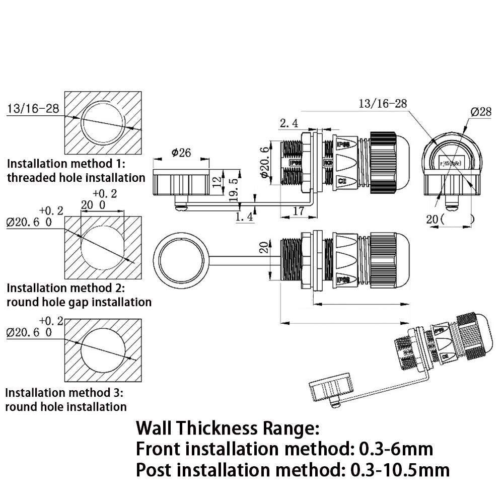 Anmbest 5Pcs Panel Mounting Rj45 Waterproof Connector Cat5/5E/6 Ethernet Lan Cable Coupler With Waterproof/Dust Cap Cover For Ou