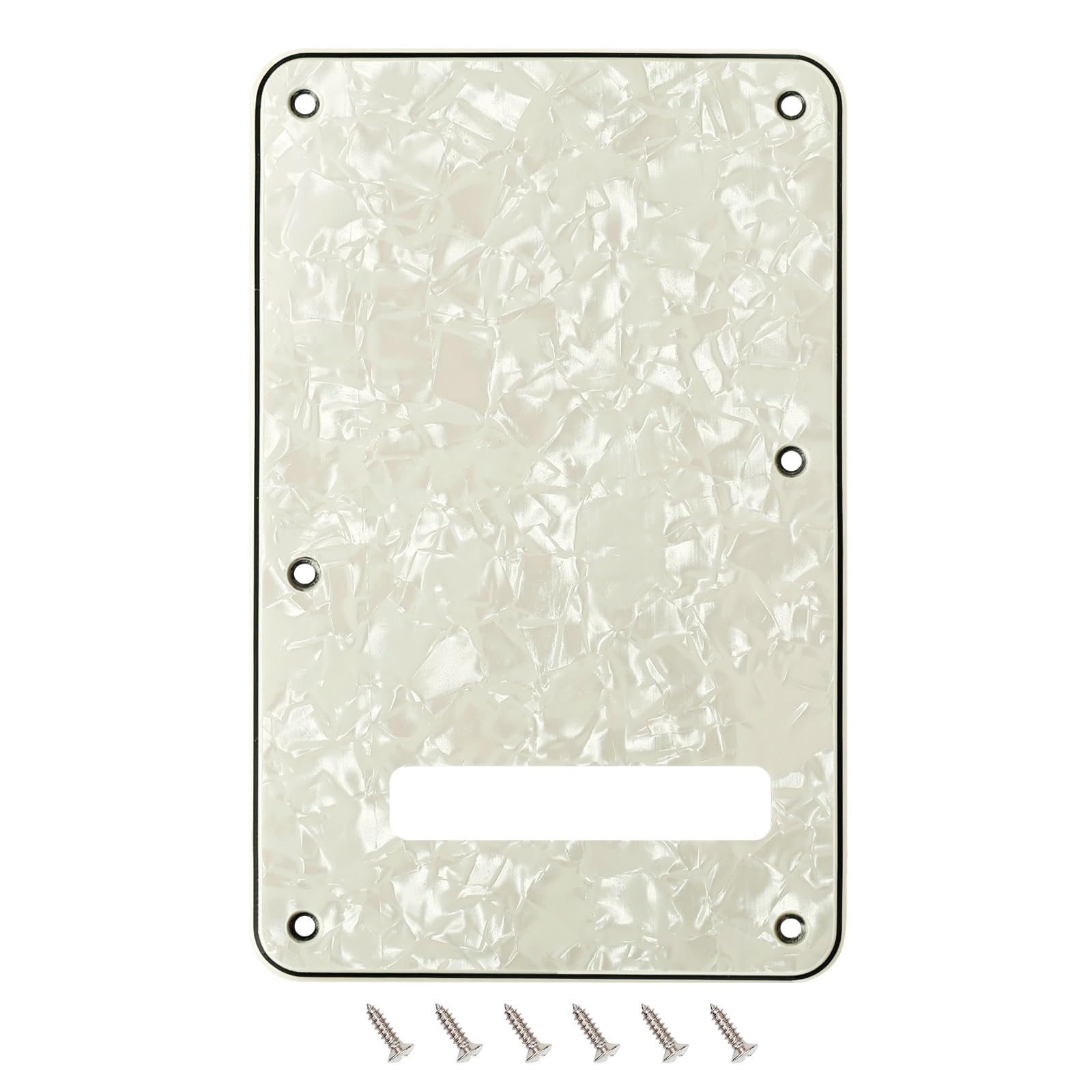 Banworks Electric Guitar 4 Ply Backplate 6-Hole Trem Tremolo Cover for USA/Mexican Fender Standard Strat ST JT/HGB-01 Vintage Wh