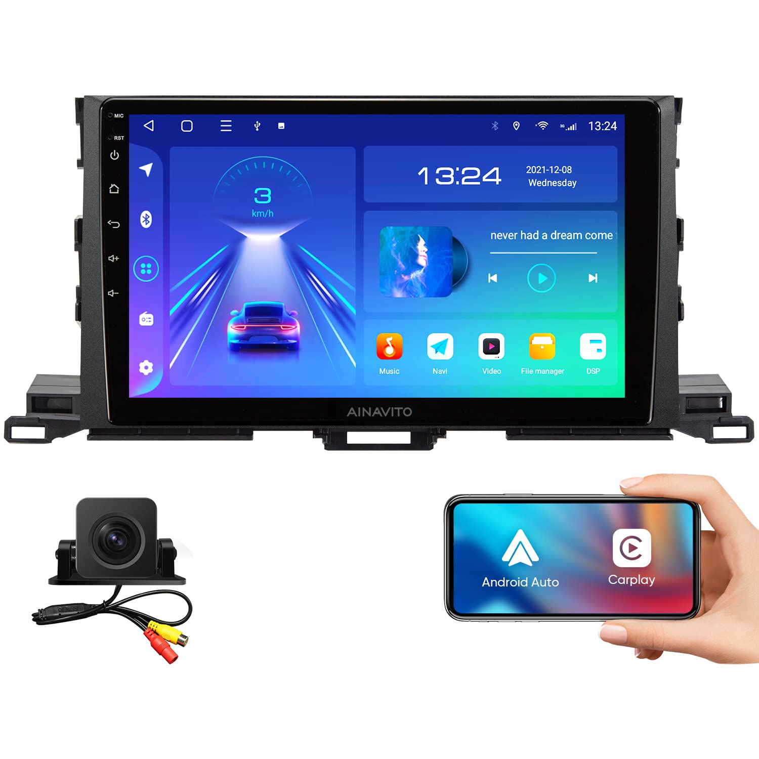 10.2 Inch 5G Wifi 8 Core 1280 * 720 Resolution Car Stereo Radio For Toyota Highlander 2015 2019 With Carplay Android Auto Androi