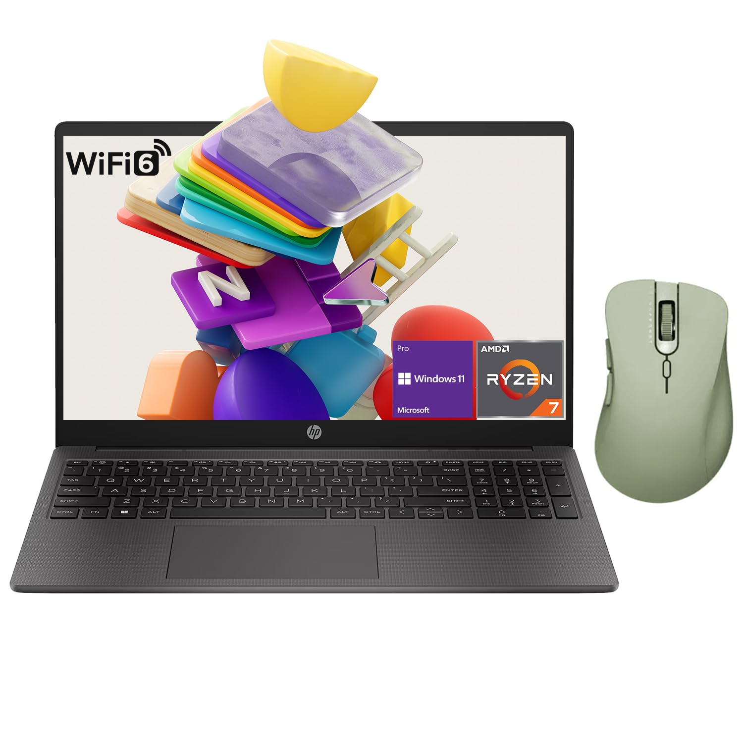 HP 255 G10 Professional Business Laptop, AMD Ryzen 7 7730U, 15.6 FHD IPS Display, 64GB RAM, 2TB SSD, HDMI, Wi-Fi 6, Webcam, Wind