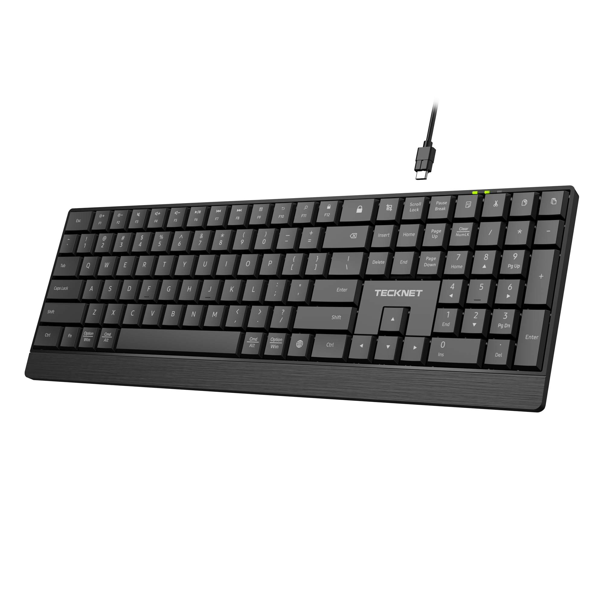 TECKNET Wired Keyboard, UltraSlim USB Keyboard with ScissorSwitch Silent Keys, Mechanical Feeling Kyeboard, Ergonomic Foldable