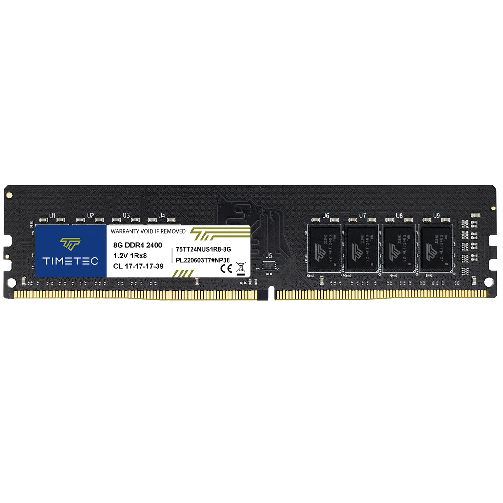 Timetec 4GB DDR4 2400MHz PC4-19200 Non-ECC Unbuffered 1.2V CL17 1Rx8 Single Rank 288 Pin UDIMM Desktop PC Computer Memory RAM Mo