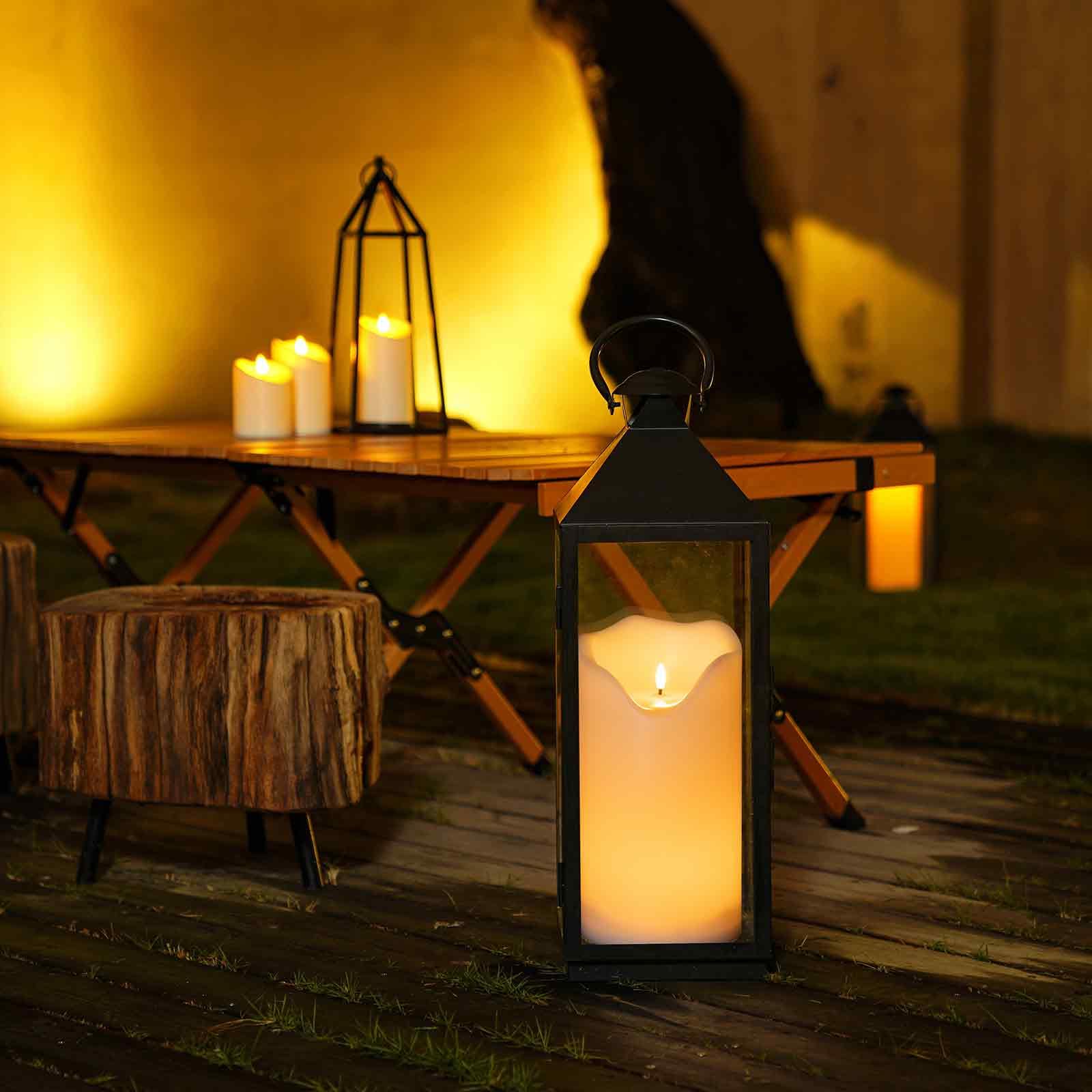 Homemory 6'' X 12'' Extra Large Outdoor Waterproof Candle With Auto 6 Hour Timer, White Plastic Made, Long Last For Months