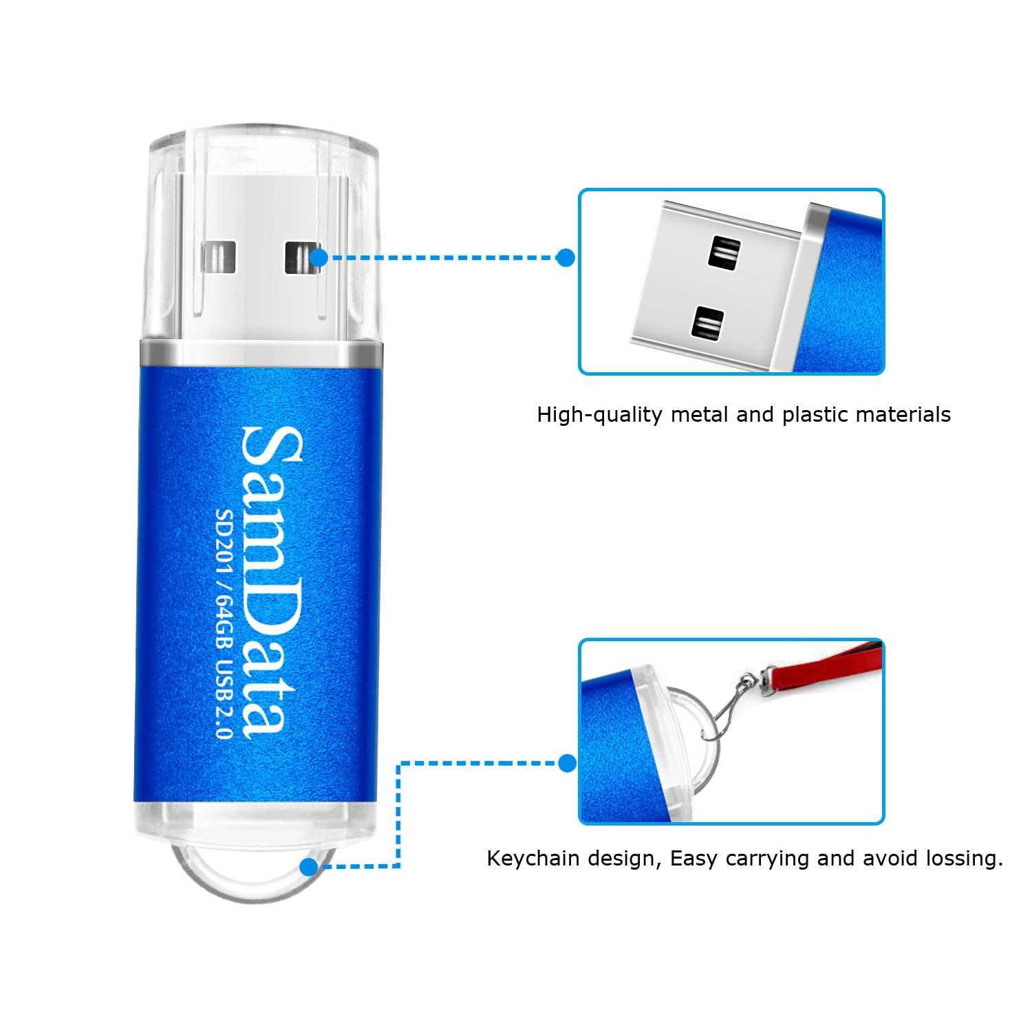 Samdata 3 Pack 64Gb Usb Flash Drives Usb 2.0 Thumb Drives Memory Stick Jump Drive Zip Drive, 3 Colors: Green Black Blue