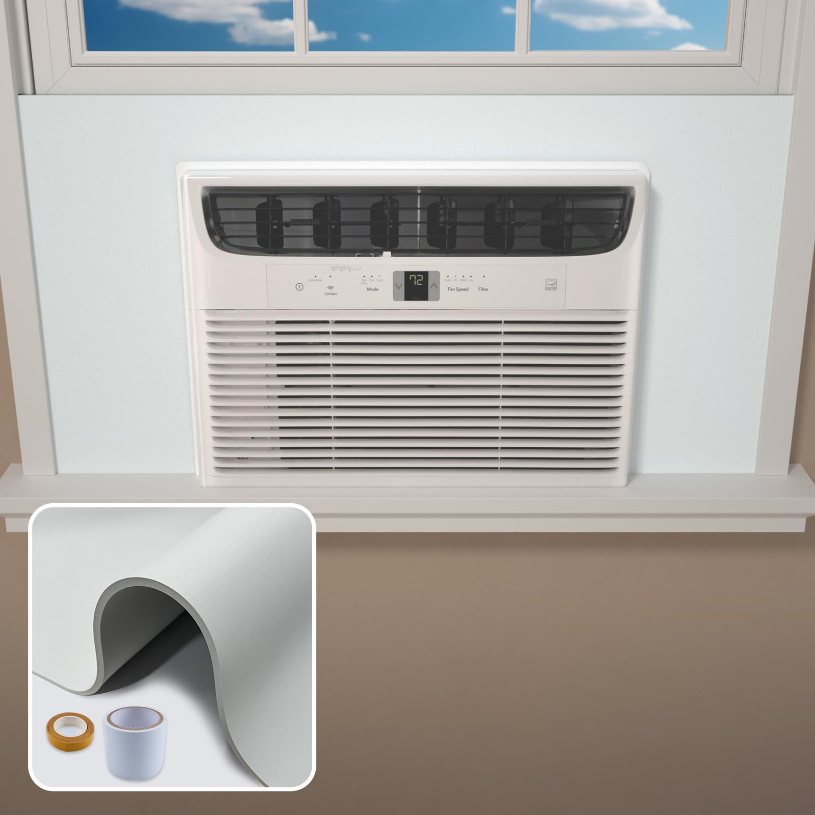 Window Air Conditioner,Side Insulated Foam Panel Sbr001White, Summer/Winter Heat And Draft Insulating,Two Piece Panels Window Se