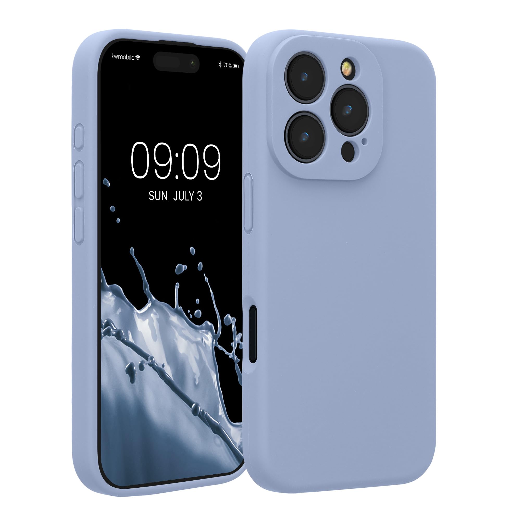 kwmobile Case Compatible with Apple iPhone 16 Pro Case - Slim TPU Silicone Phone Cover - Soft Touch Finish - Light Blue Matte