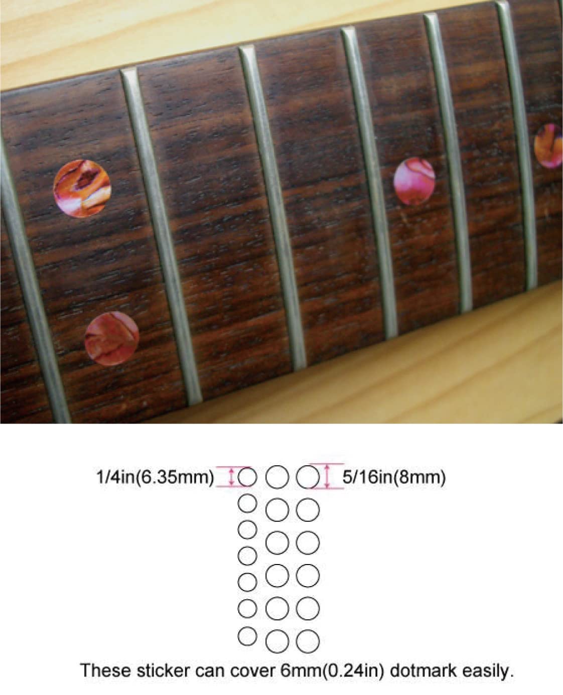 Inlay Sticker Fret Markers For Guitars & Bass   Custom Dots   Abalone Red