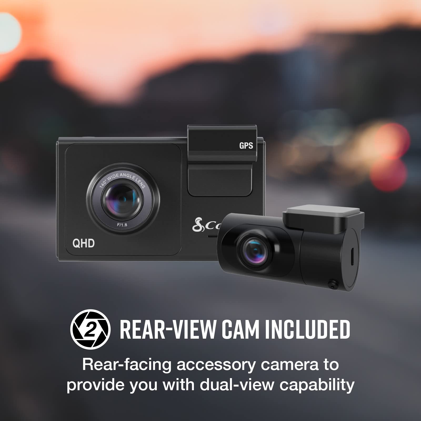 Cobra Smart Dash Cam + Rear Cam (Sc 200D)   Qhd+ 1600P Resolution, Built In Wi Fi & Gps, Voice Commands, Live Police Alerts, Inc