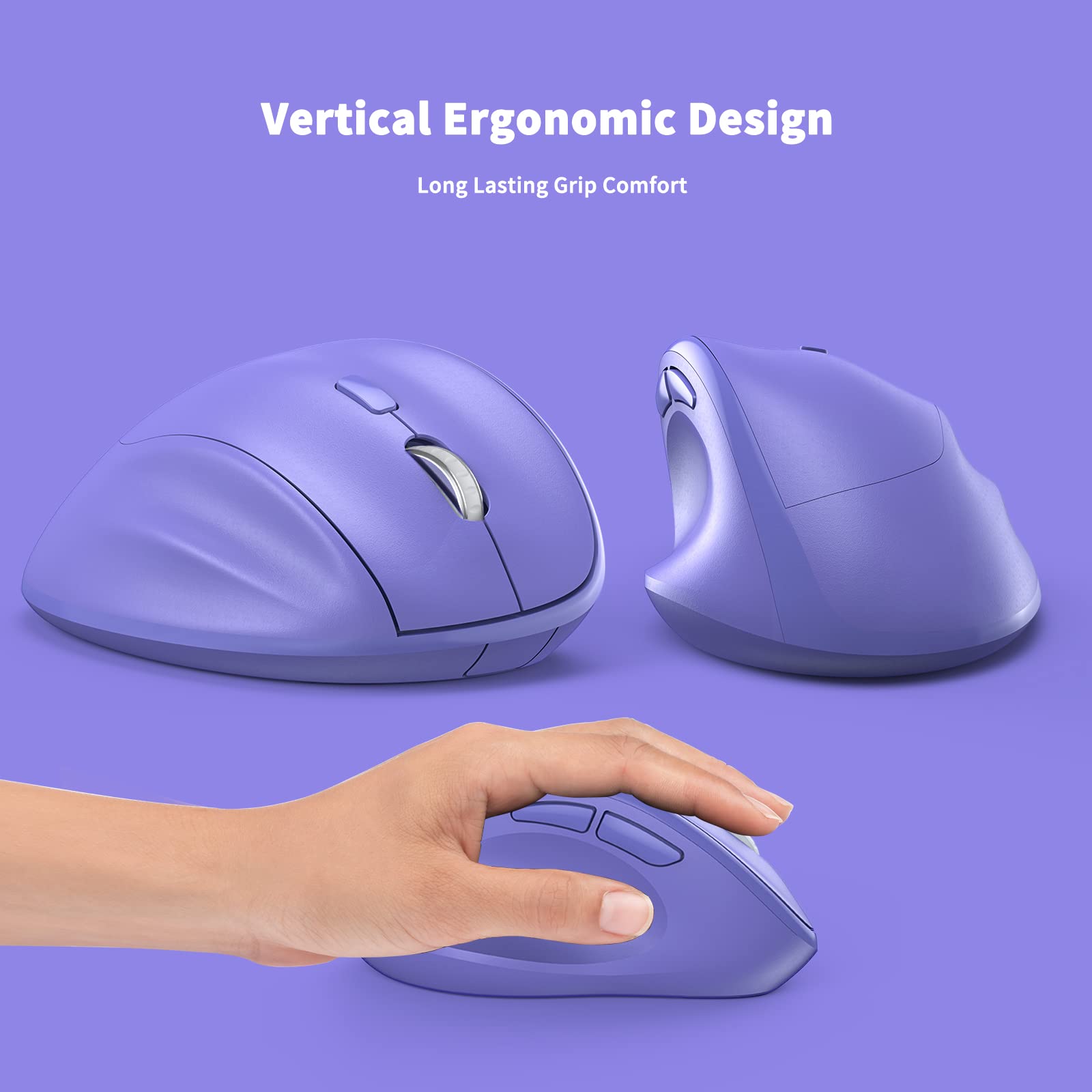 Ergonomic Wireless Mouse With Usb Receiver For Pc Computer, Laptop And Desktop, Ergo Mouse Vertical With Silent Clicks Long Batt