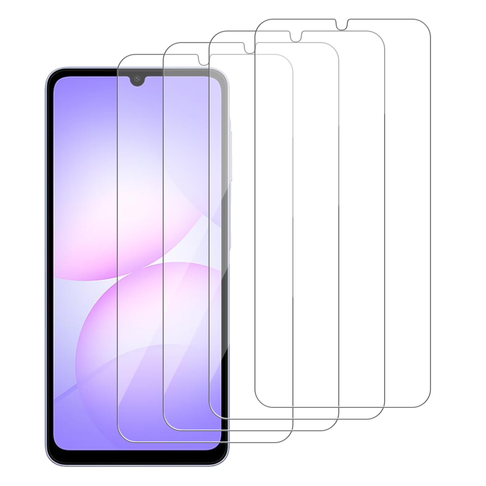 iCsapr 4 Pack Glass Screen Protector Compatible for Samsung Galaxy A07 5G / 4G [9H Hardness]-HD Screen Tempered Glass, Scratch R