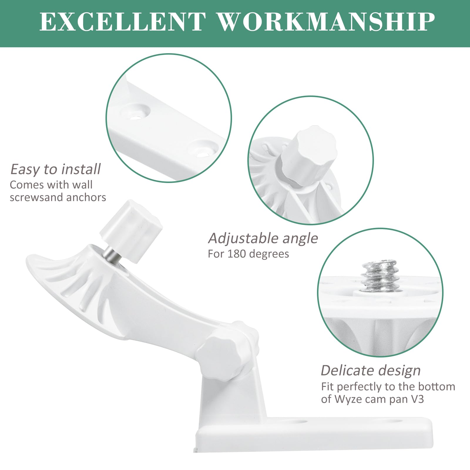 Viivria 2 Pack Wall Mount, Specially Designed For Wyze Cam Pan V3, 180� Tilt Adjustable   Easy Installation (Camera Not Included)