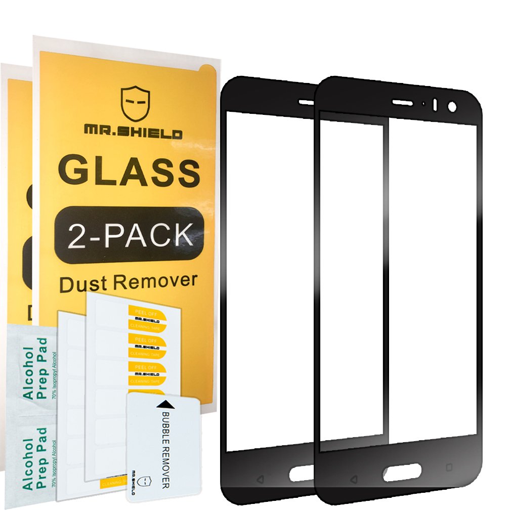 Mr.Shield [2 Pack] Designed For Htc U11 Life [Japan Tempered Glass] [9H Hardness] [Full Cover] Screen Protector With Lifetime Re