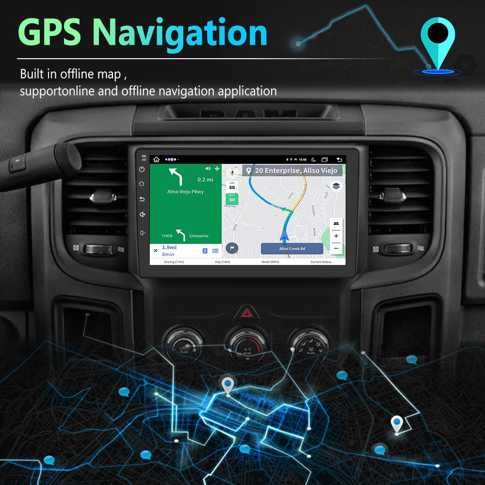 Awesafe [4+64Gb] Android Car Stereo For Dodge Ram 1500 2500 3500 2013 2014 2015 2016 2017 2018, 9 Inch Touch Screen Android Radi