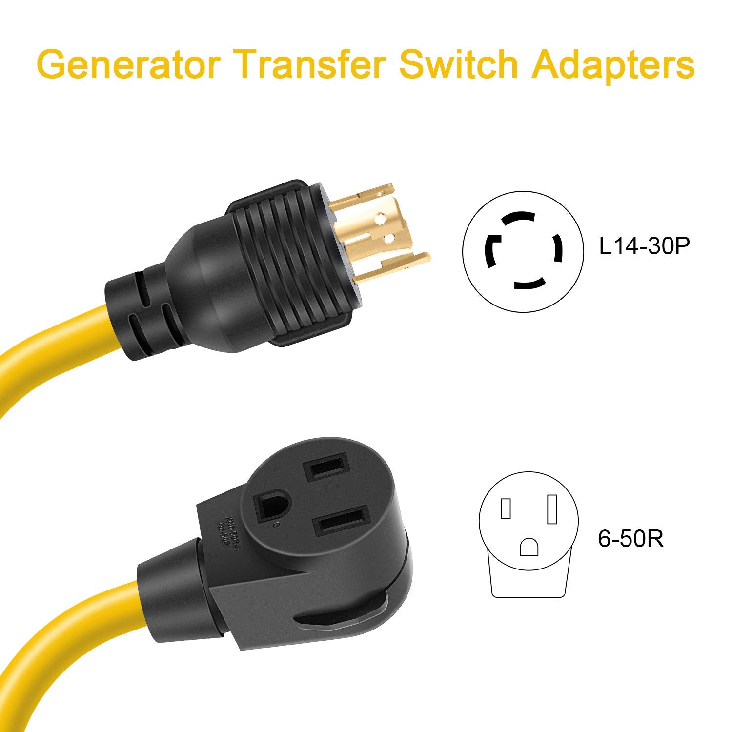Rophor Welder Adapter Plug Cord, L14 30P Twist Lock Male To 6 50R Female, 4 Prong To 3 Prong Generator To Welder Adapter Power C